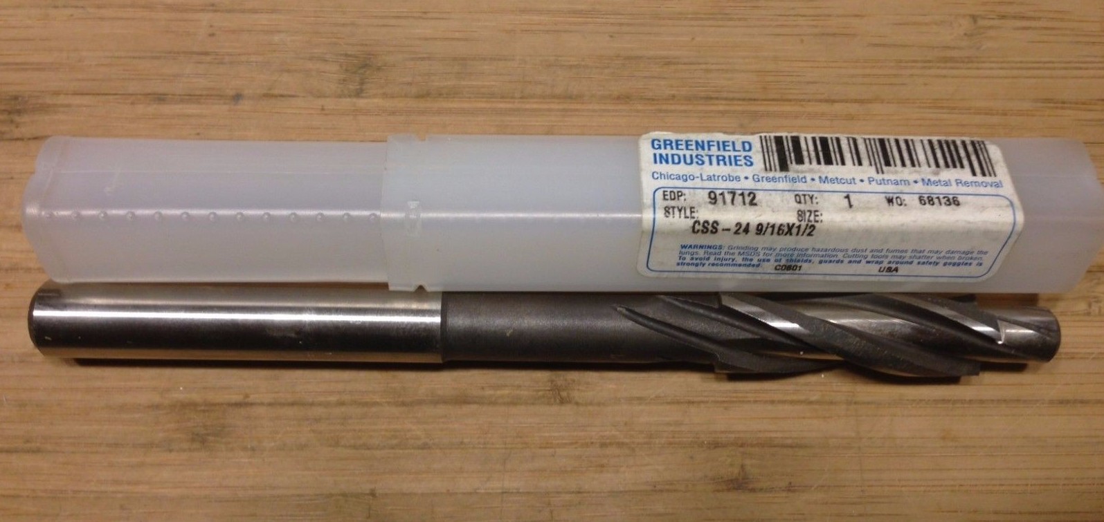 Putnam Continuous Pilot Counterbore .375" Pilot Dia. 3 Flute 6.5"OAL RHS NEW