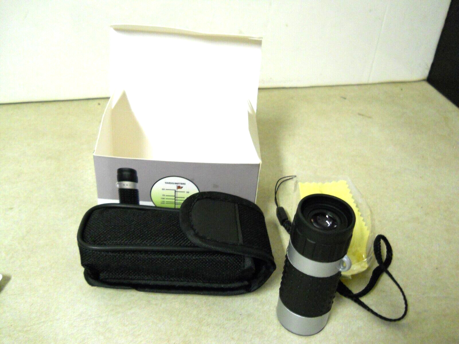 Warrior Golf Range Scope w/ Nylon Carry Bag Wrist Strap Cleaning Cloth NEW