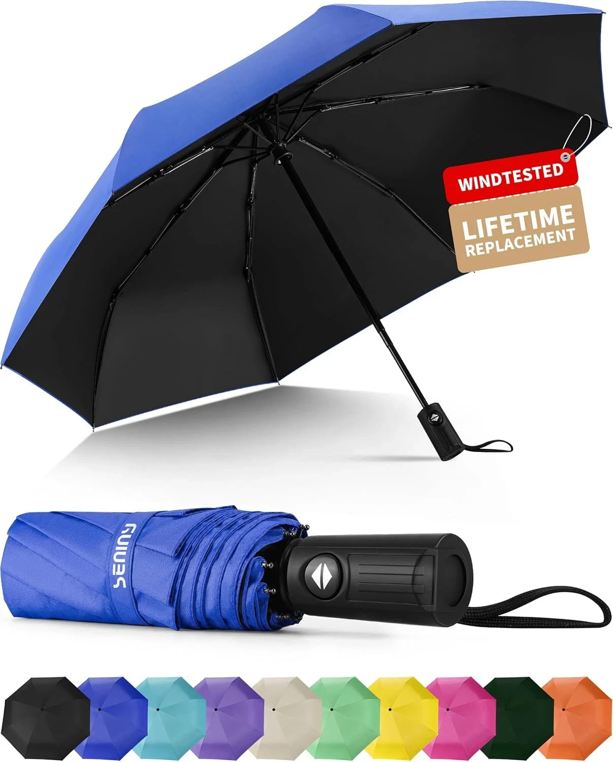 Windproof Travel Umbrella, Automatic Umbrellas for Rain, Portable & Compact Umbr