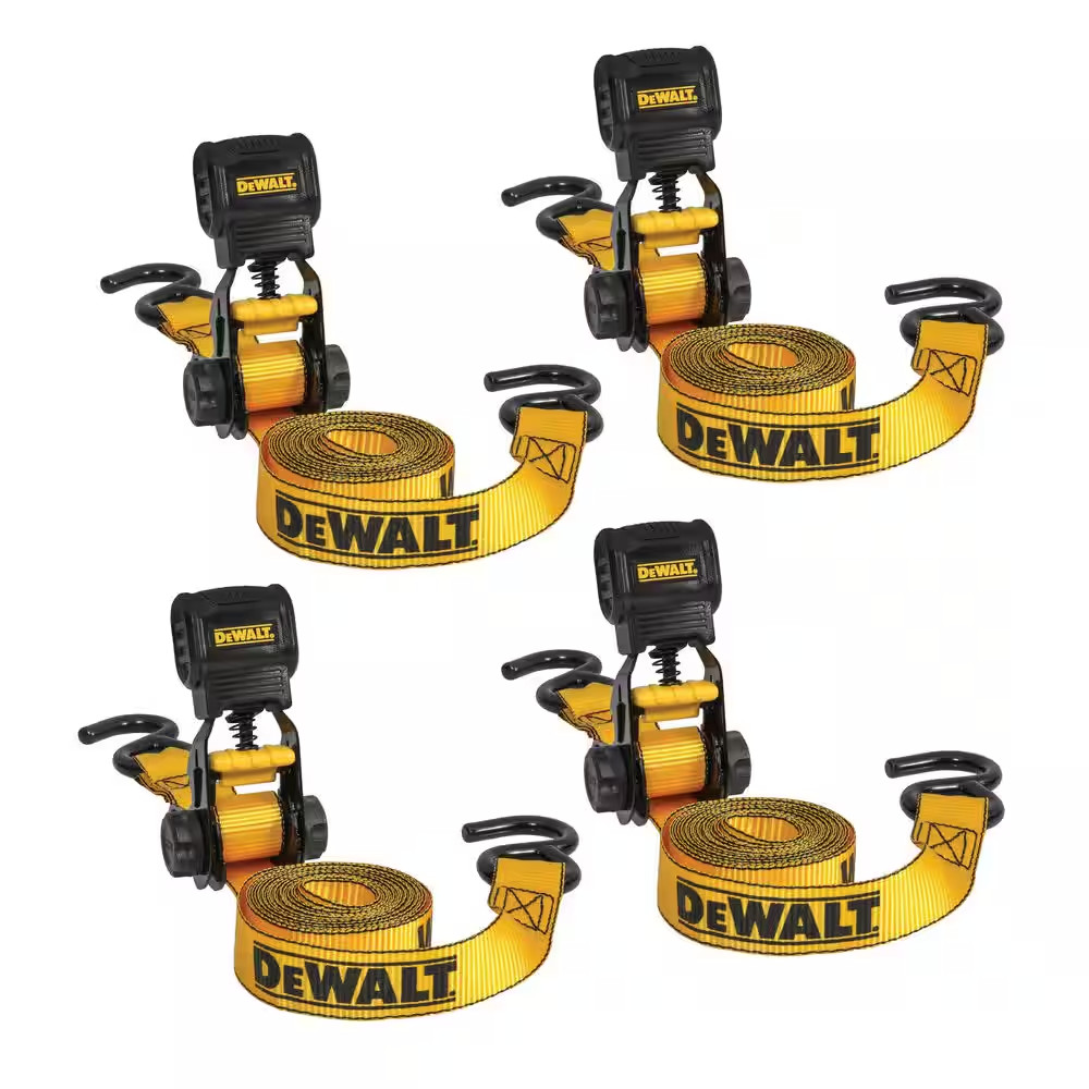DEWALT 1.0 In. X 12 Ft. Ratchet Tie-Down Straps 1500 Lbs. Break Strength (4-Pack
