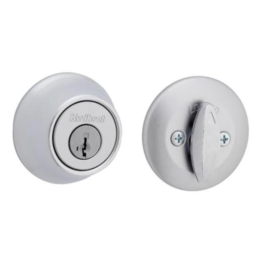 Kwikset 660 Deadbolt Lock Exterior Keyed Front Round New Latch Satin Chrome