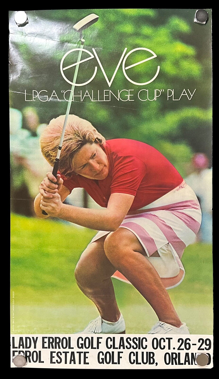 Vintage 1970's LPGA Lady Errol Golf Classic Promo Poster Apopka, Florida RARE