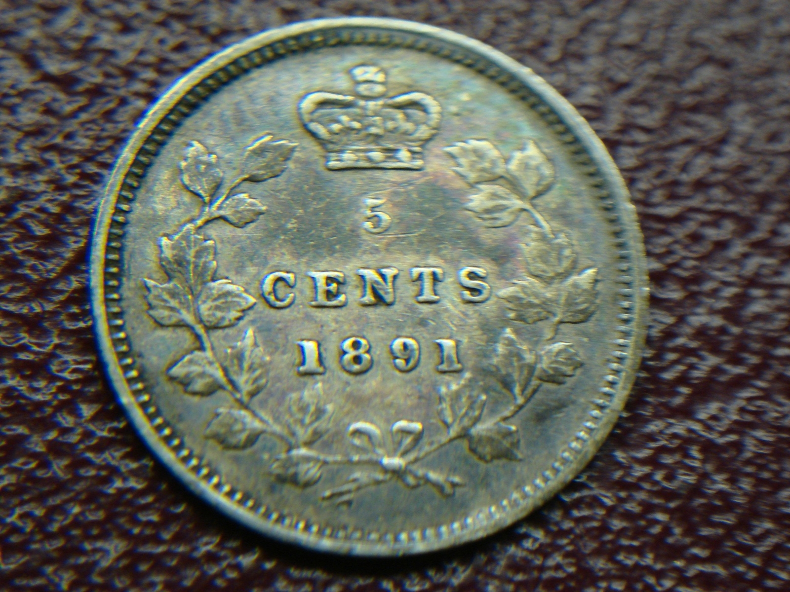 1891 CANADA 5 CENT SILVER -QUEEN VICTORIA ERA COINAGE - NICE  - .925 SILVER