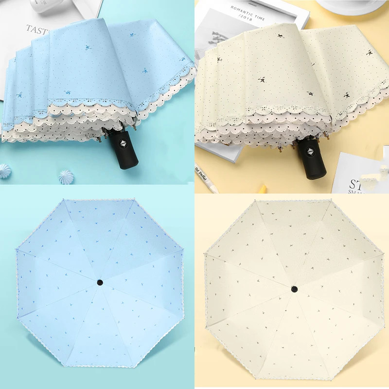 Fashionable lace women's umbrella thickening UV blocking parasol Portable foldin