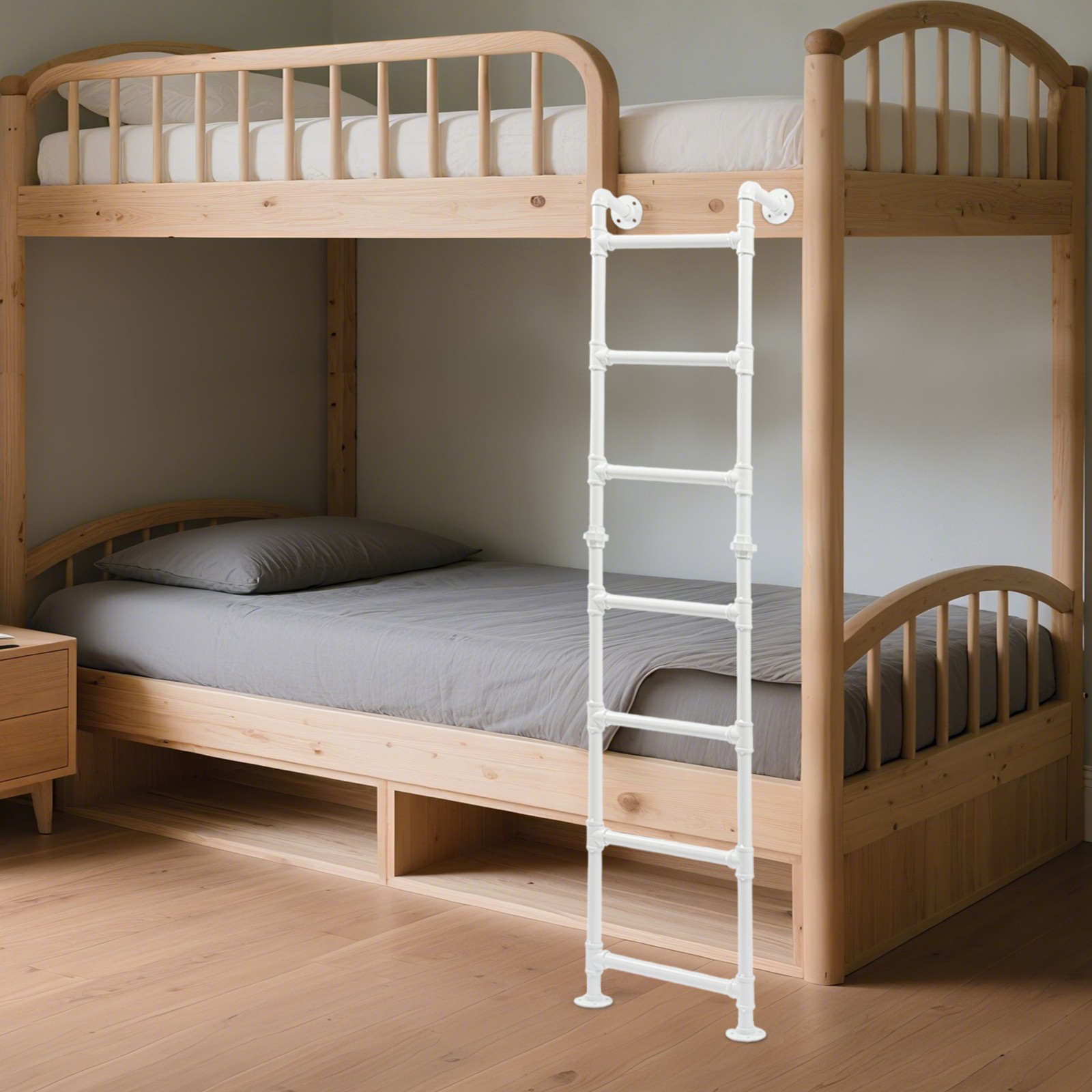 Modern Bunk Bed Ladder 7-Step Ladder High Loft Attic Step Ladders White