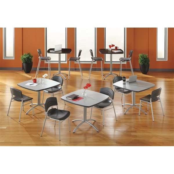 Iceberg 65664 Cafeworks Cafe/Breakroom Table, Walnut Top, Silver Frame, 36 In