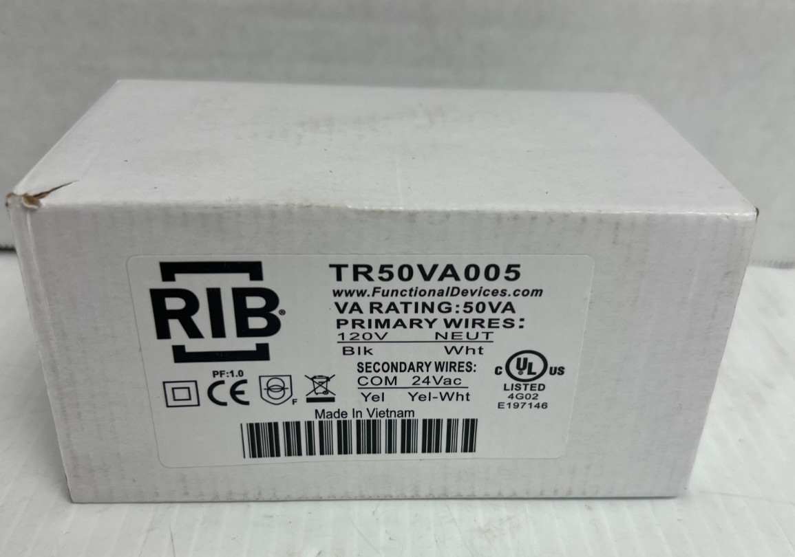 NEW RIB TR50VA005 CONTROL TRANSFORMER 50VA PRI- 120VAC SEC-24VAC