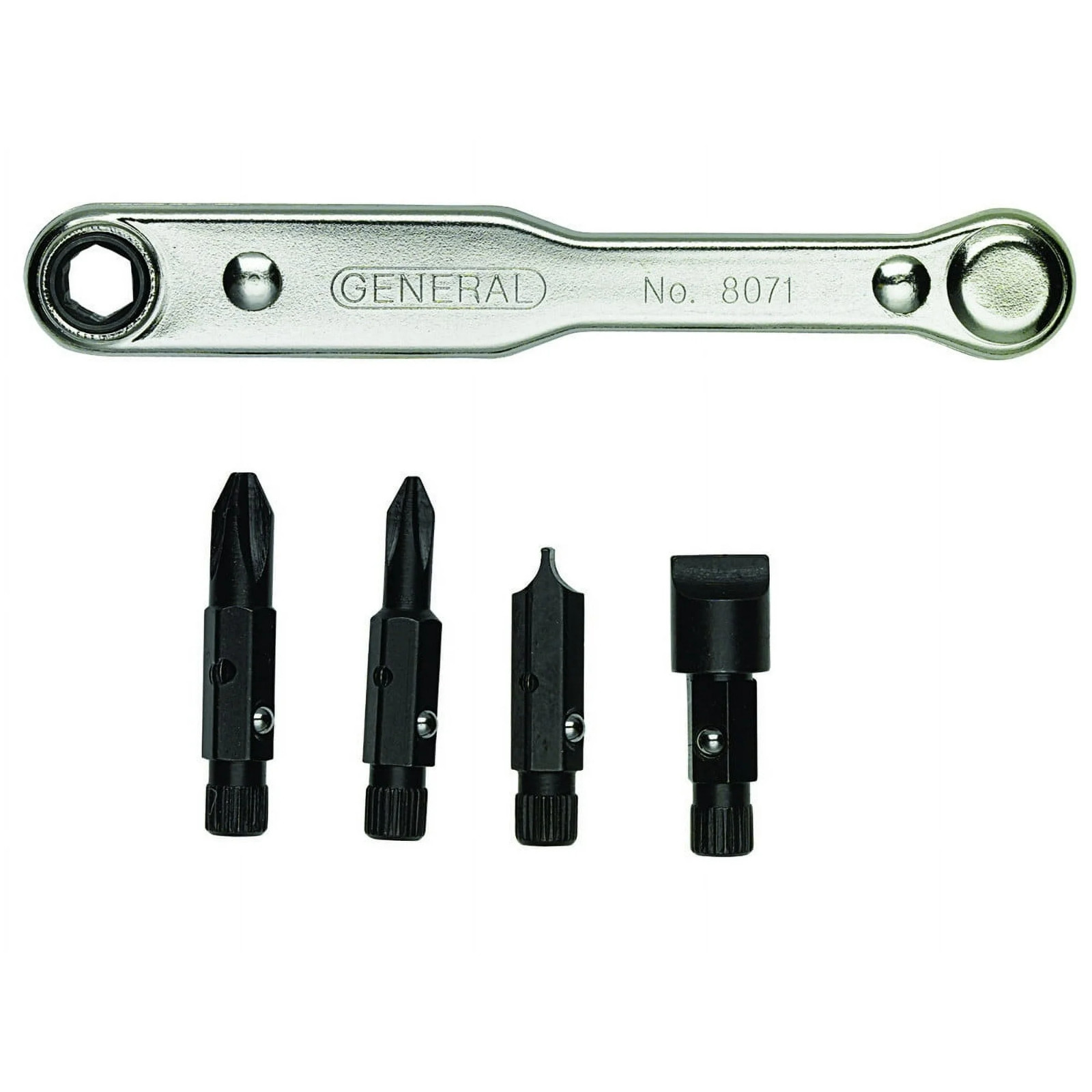 General Tools 8071 Five-Piece Ratchet Offset Screwdriver Set
