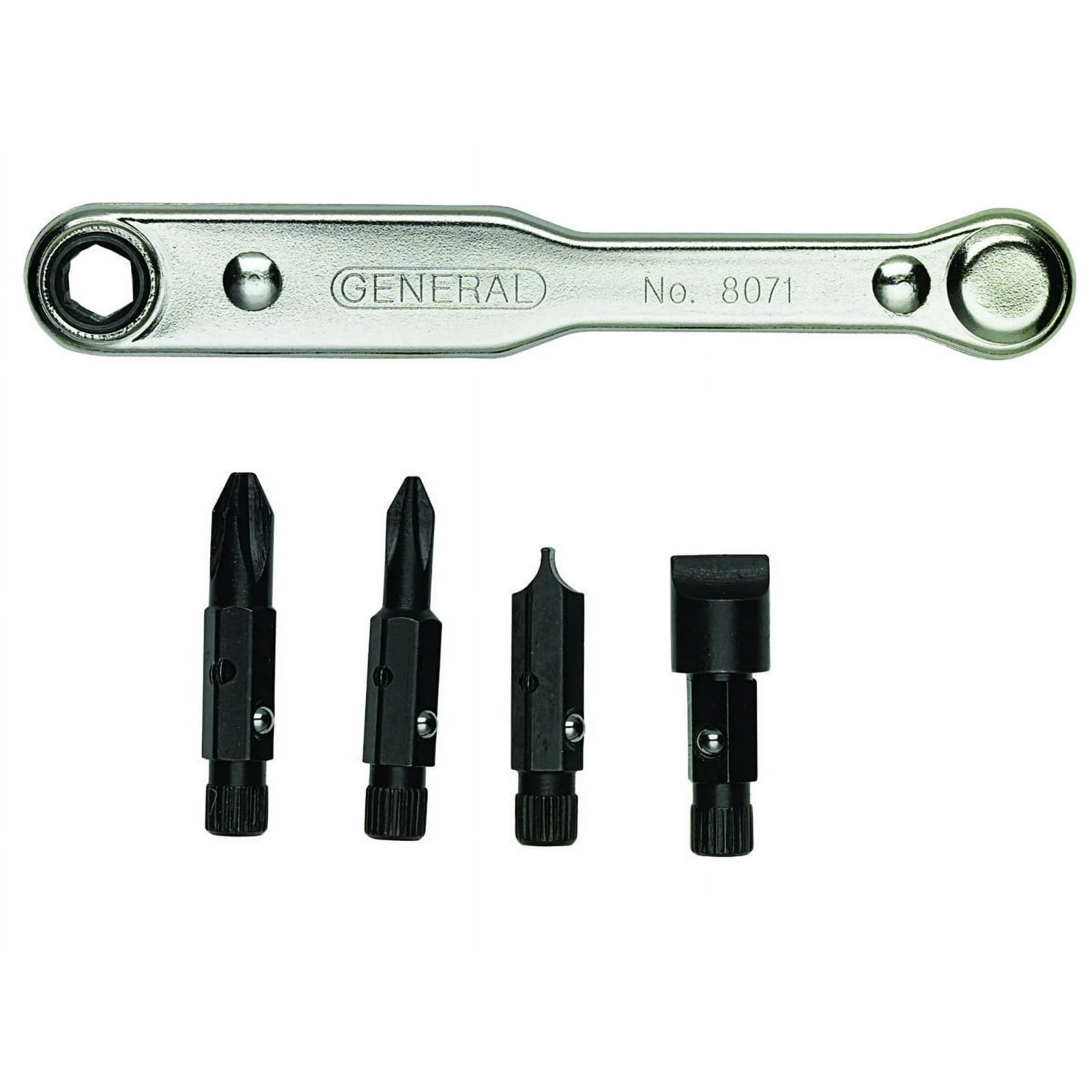 General Tools 8071 Five-Piece Ratchet Offset Screwdriver Set