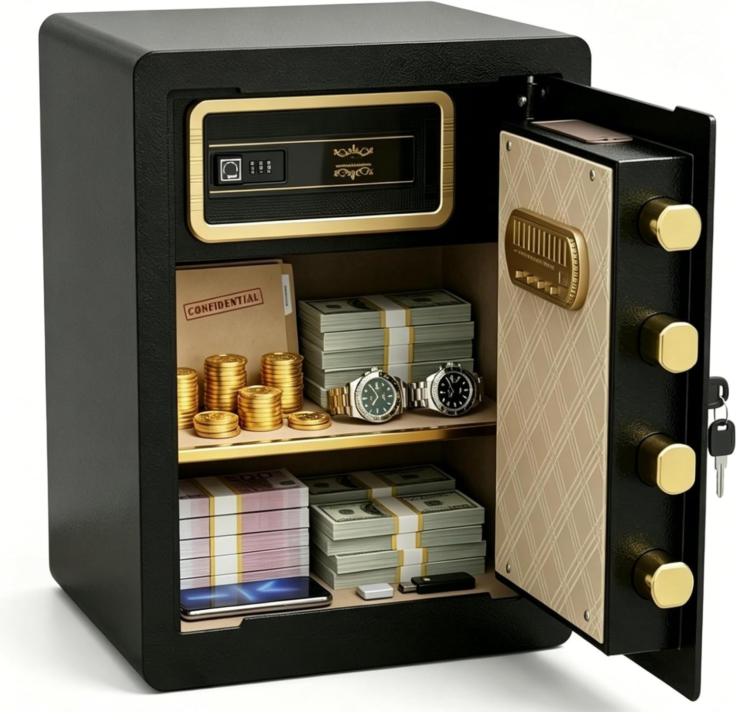 17.5" Fireproof Safe Box with Hidden Lock & Programmable Keypad