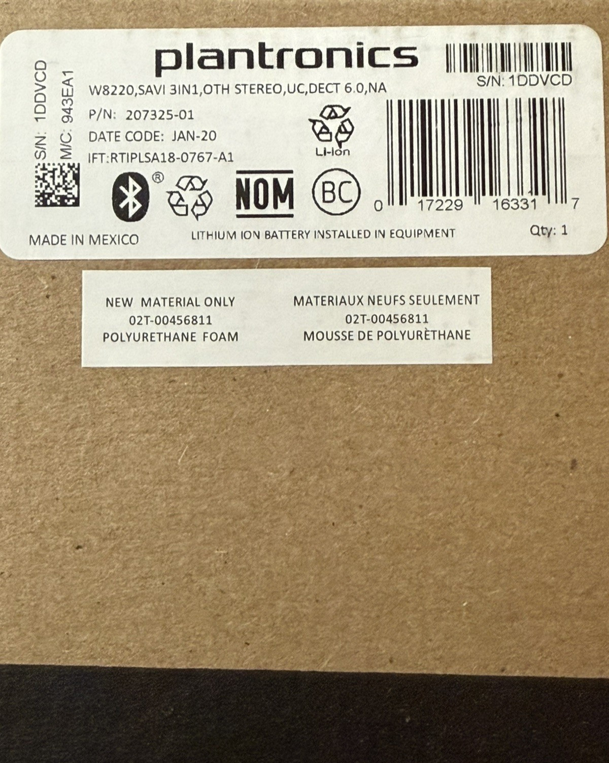 Plantronics 8200 Series SAVI W8220 Wireless Stereo DECT Headset