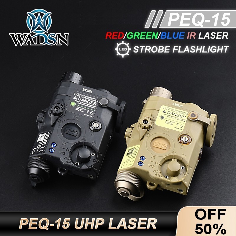 WADSN Tactical UHP PEQ-15 Laser Red Dot Green Blue IR Laser Sight White Strobe