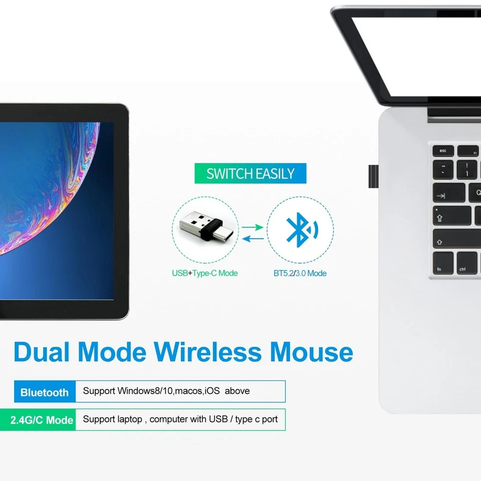 Rechargeable Bluetooth Mouse For Macbook/macbook Air/pro/ipad, Wireless