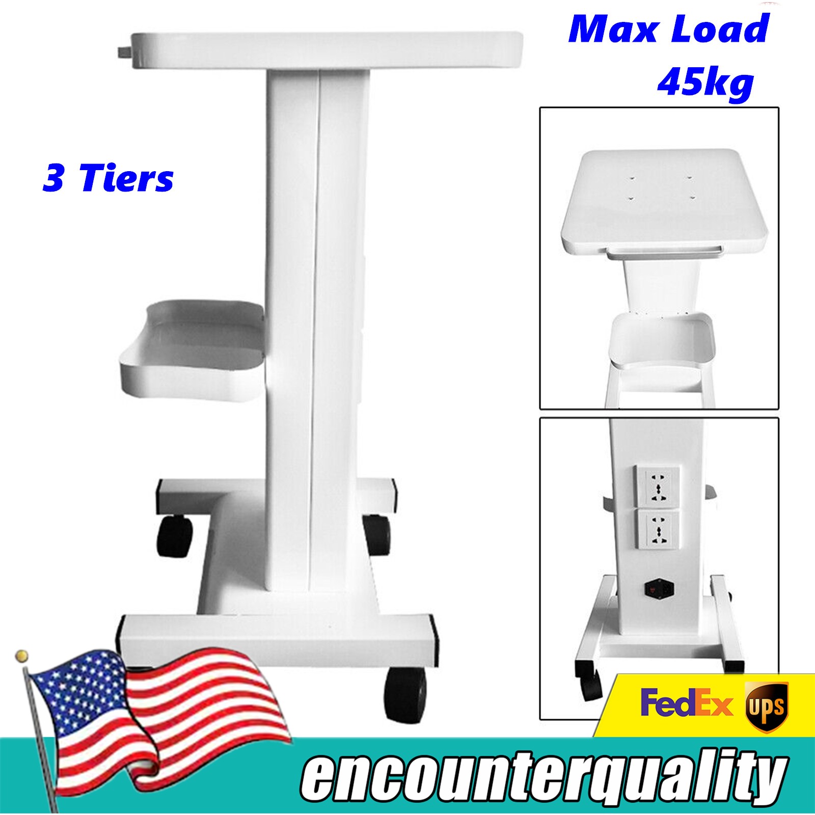 NEW 3 Tiers Medical Trolley Steel Mobile Cart Lab Dental Spa Salon Equipment