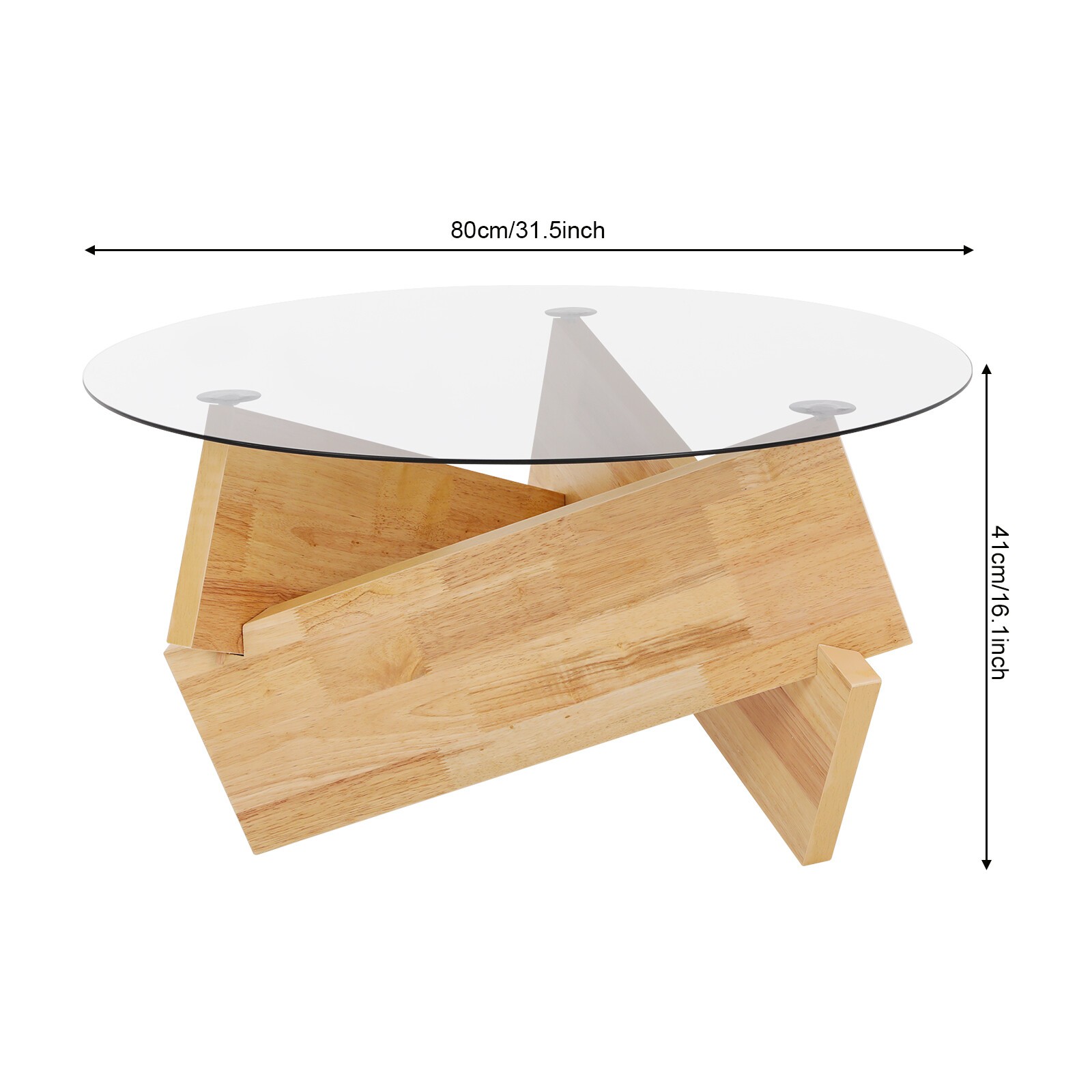 16.1'' H Round Modern SideTable Side Table with Tempered Glass Top End Table ?