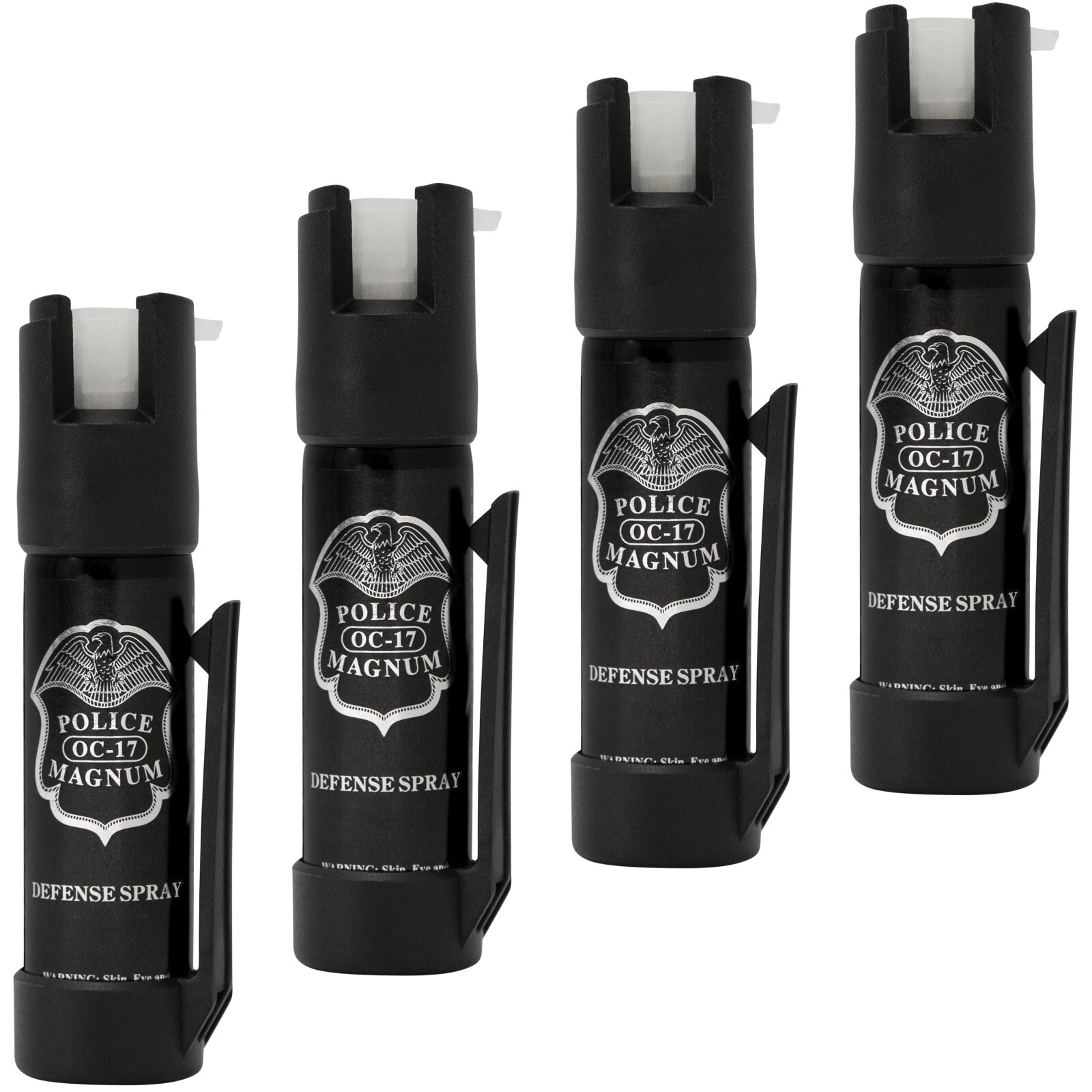 4 Police Magnum glow in dark pepper spray .75oz GID bottom clip self defense