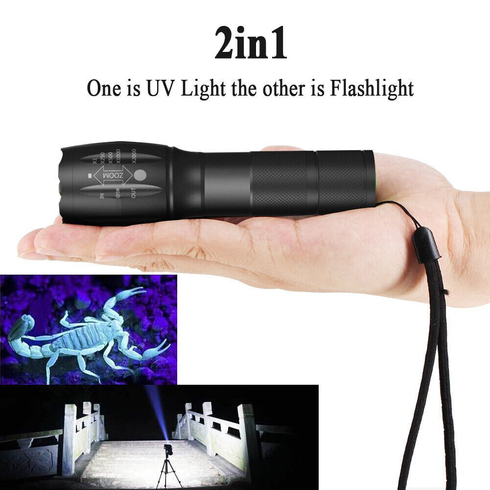 Super Bright 120000lm UV Torch Ultra Violet Flashlight Blacklight Light Lamp LED