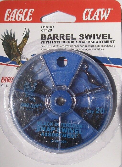 EAGLE CLAW DIAL PACK ASSORTMENT BARREL SWIVEL INTERLOCK SNAP 20 PIECE 01182-003