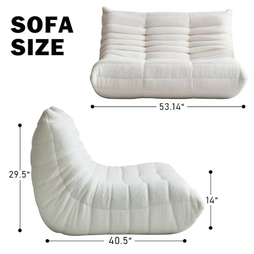 Bean Bag Chair for Adults, Oversized Fireside Chair Comfy Bean Loveseat Beige