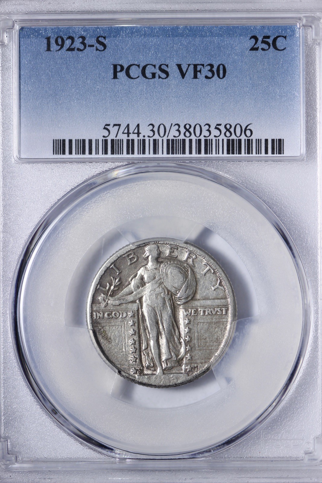 1923-S Standing Liberty Quarter PCGS VF30 Key Date! Super Tough! DRCUXA