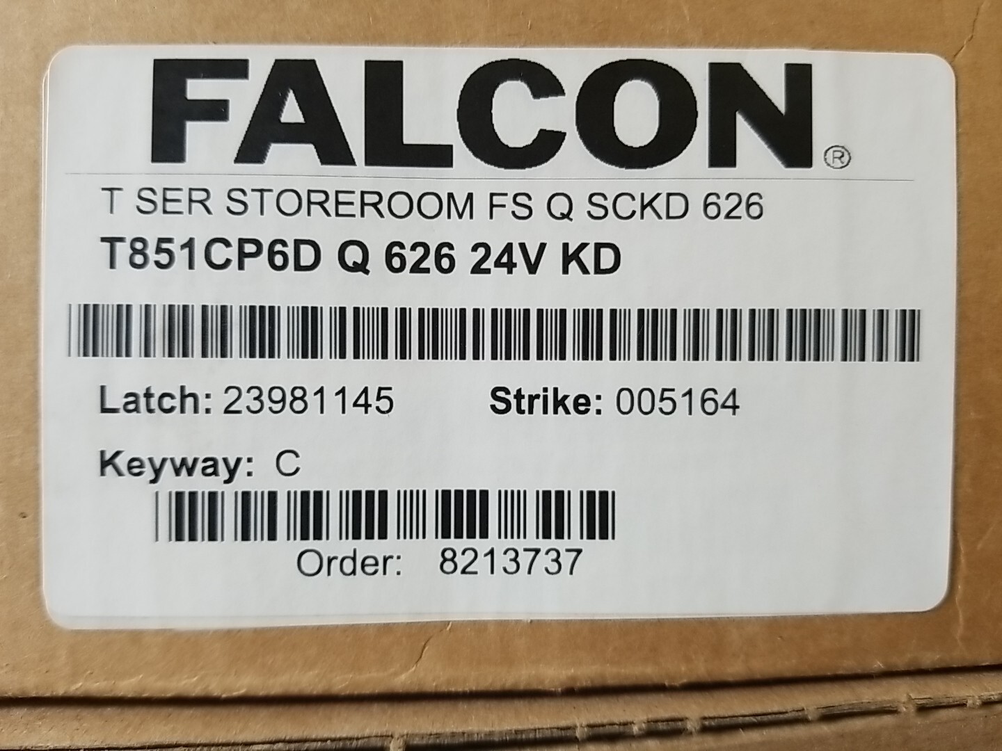 Falcon T-Series Electrified Lock - T851CP6D Q 626 24V KD Storeroom NO KEY