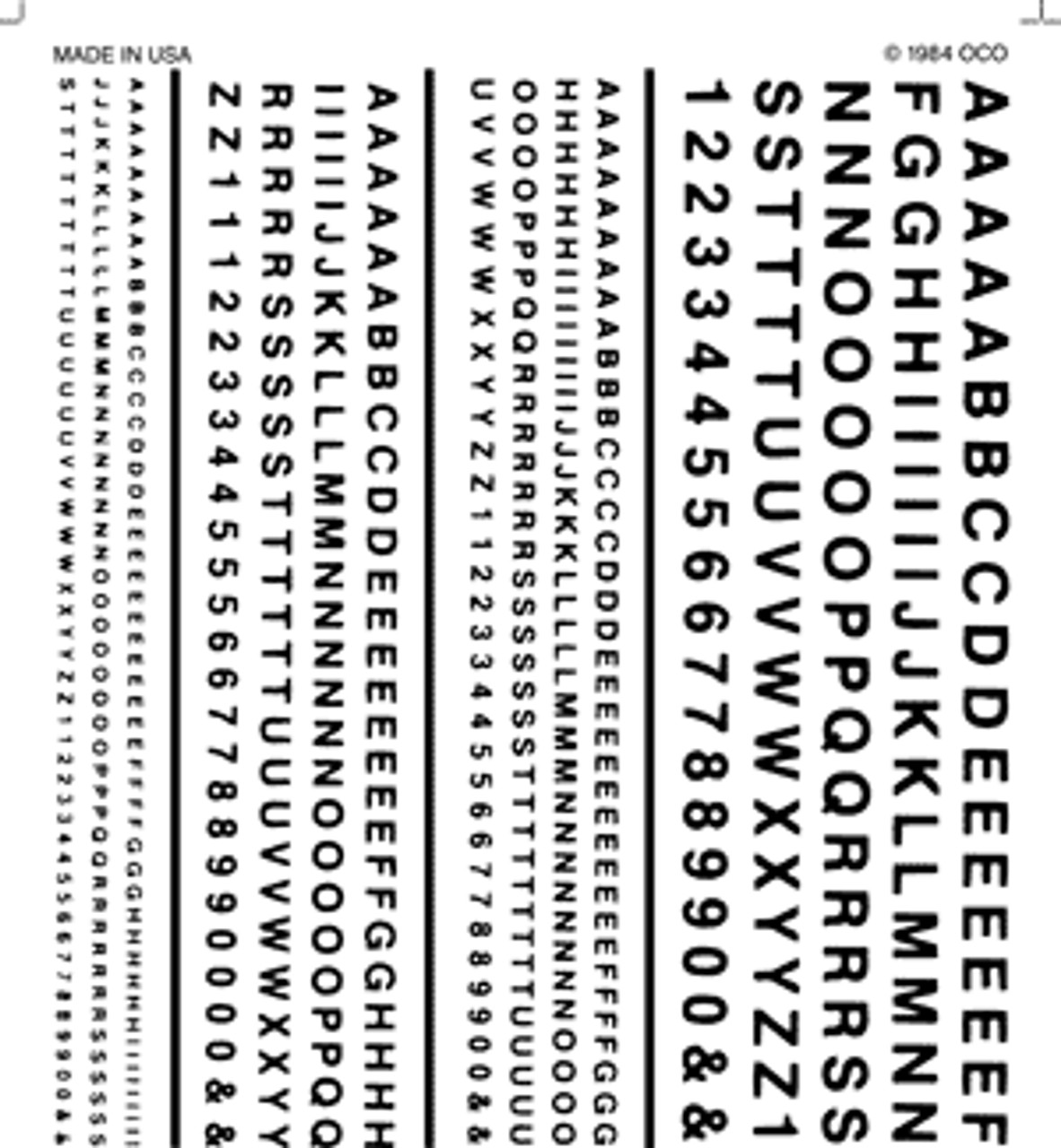 Woodland Scenics ~ New Dry Transfer R.R. Gothic Black Letters/Numbers ~ 508