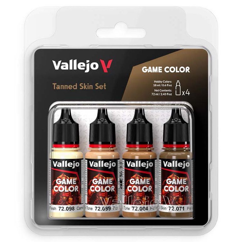Vallejo Game Color Tanned Skin Paint Set 4X18Ml Miniature