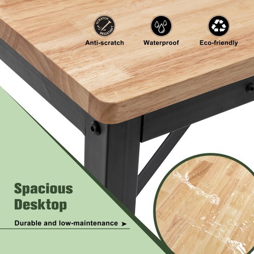 Adjustable Height Workbench 60"L Wood Top Work Bench Table w/ Power Outlets