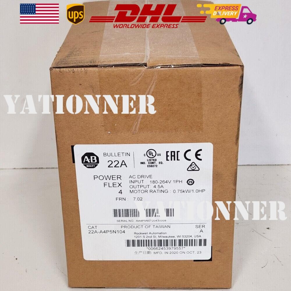 SEALED IN BOX! ALLEN-BRADLEY POWERFLEX 4 0.75KW 1.0HP AC DRIVE 22A-A4P5N104