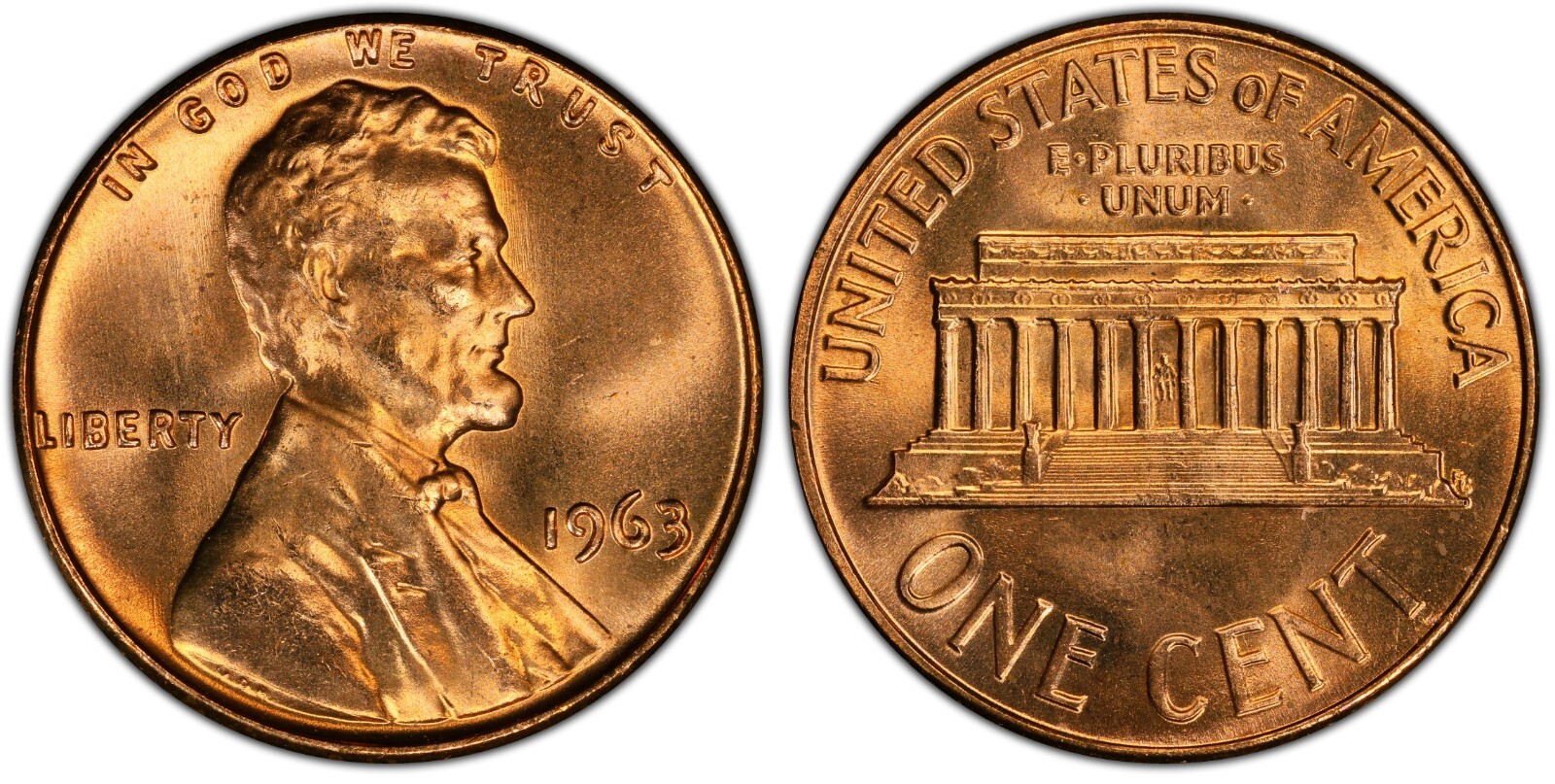 1963 P D Lincoln Memorial Cent Brilliant Uncirculated (BU) 2 Coin Set