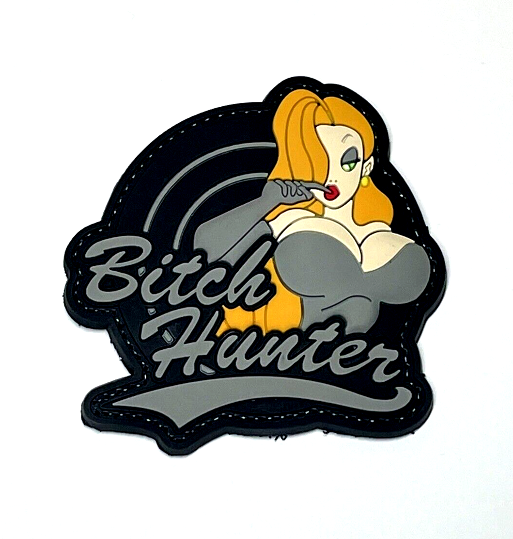 3D Bitch Hunter Titties PVC Patch Hook Backed Black Tactical Morale Rubber Patch
