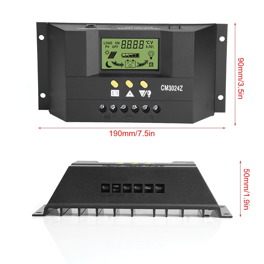 PWM Intelligent Solar Panel Controller Regulator LCD Display 12V 24V