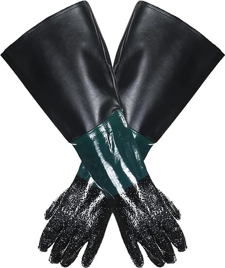 2pc Rubber Sandblast Cabinet Gloves Sand Blaster Gloves for Abrasive Cabinet 24"