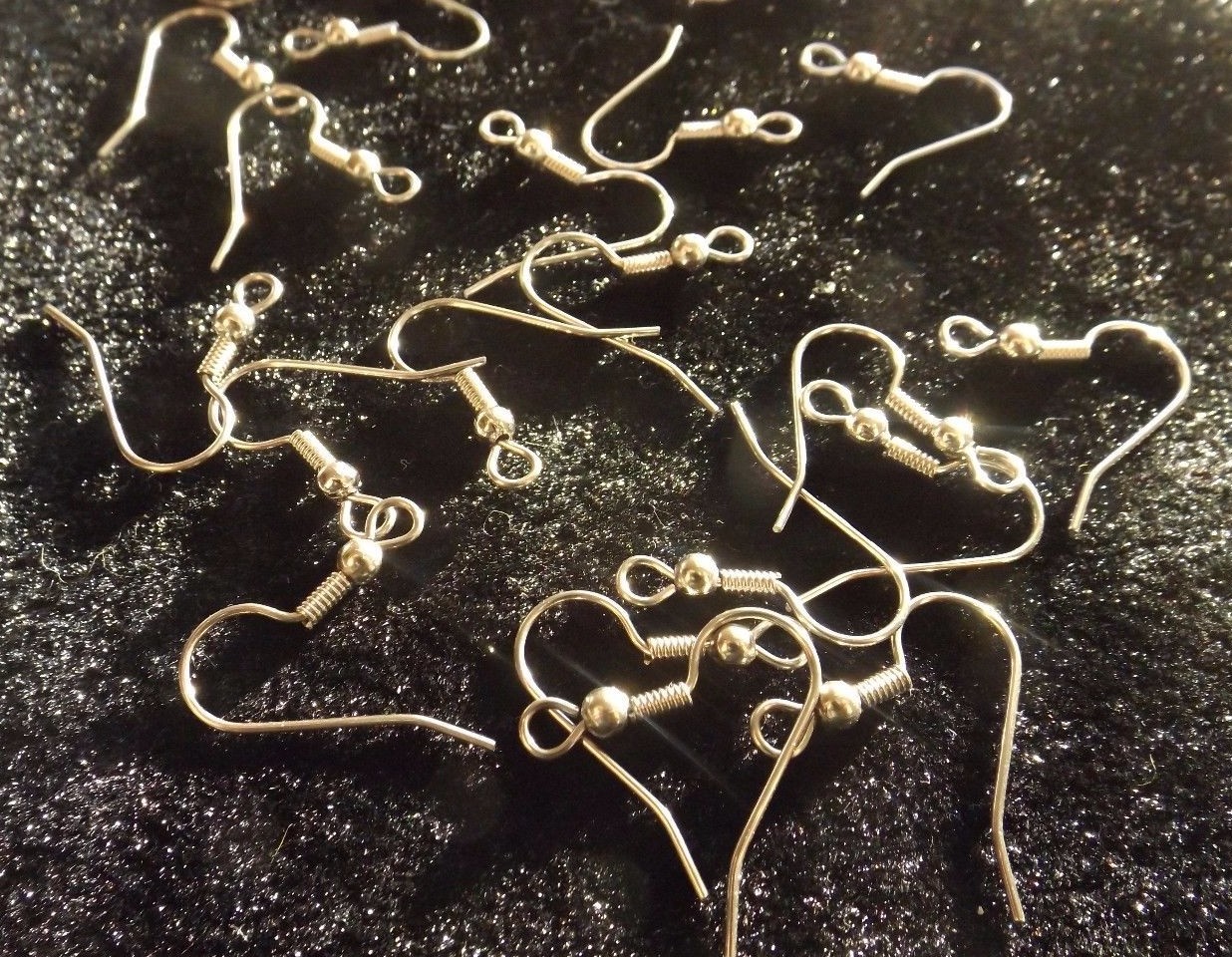 FISH HOOK EAR WIRES FINDINGS 19 MM STEEL BALL & COIL (10 pair)
