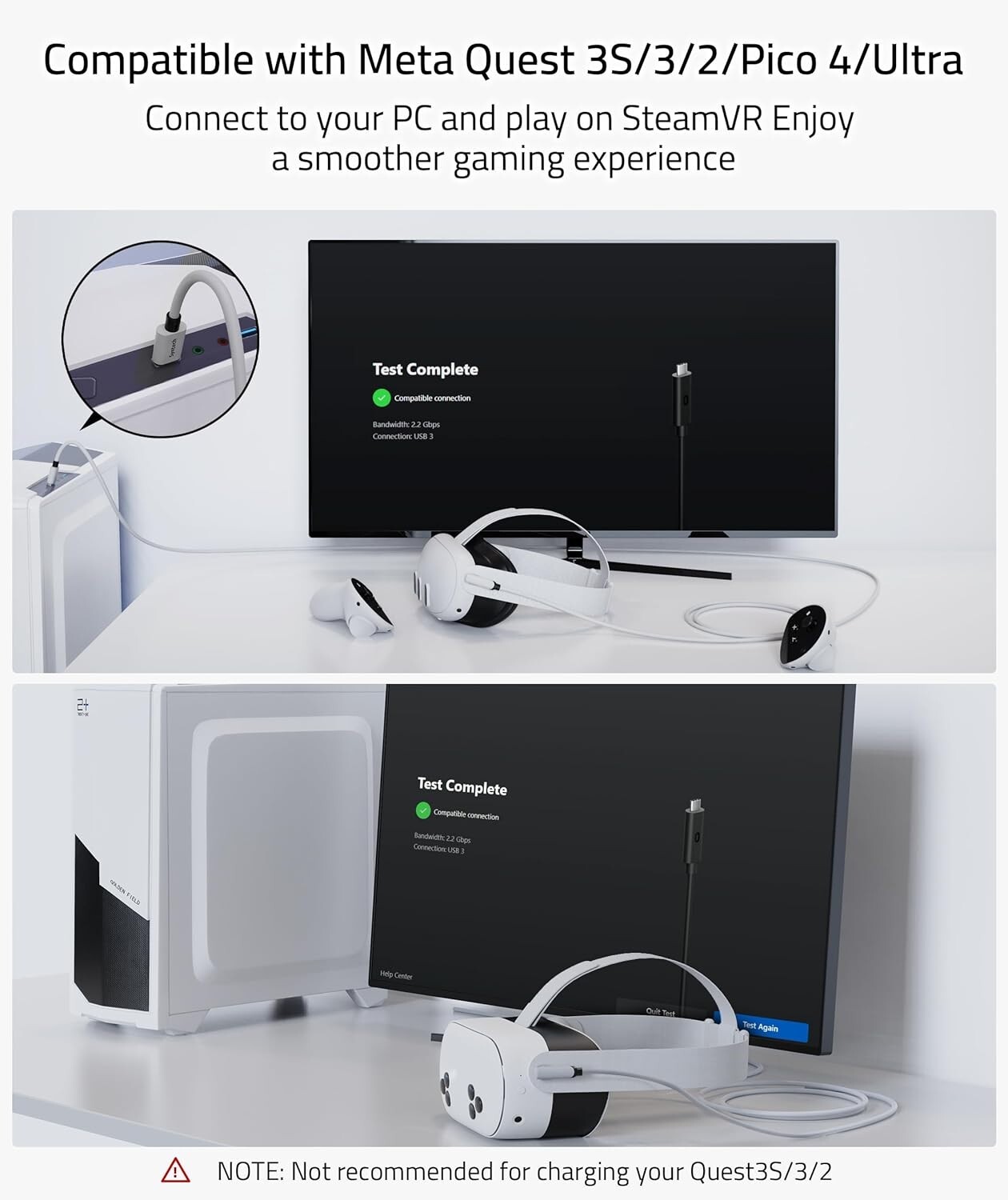 16FT VR Link Cable with L-Shaped Connector for Oculus & SteamVR Experience