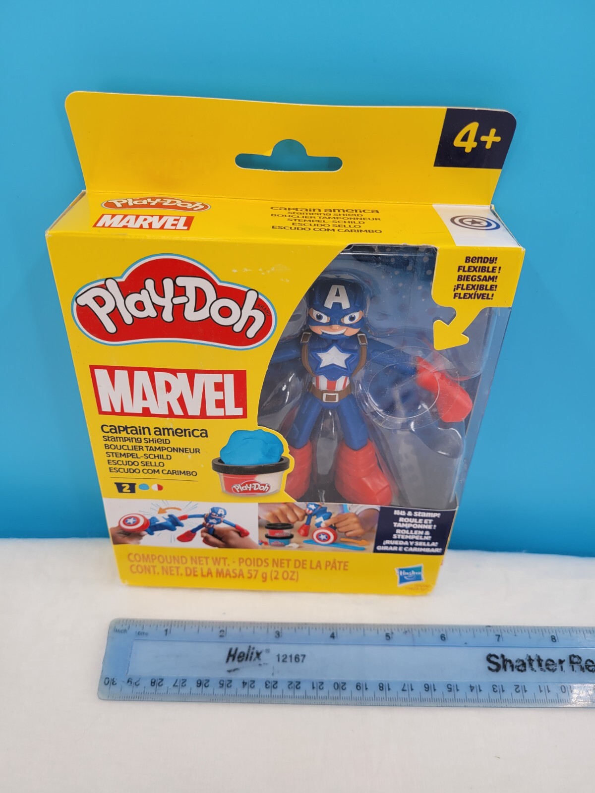 Play-Doh Marvel Captain America Bendy Action Fig + Stamping Shield + 2 Compounds