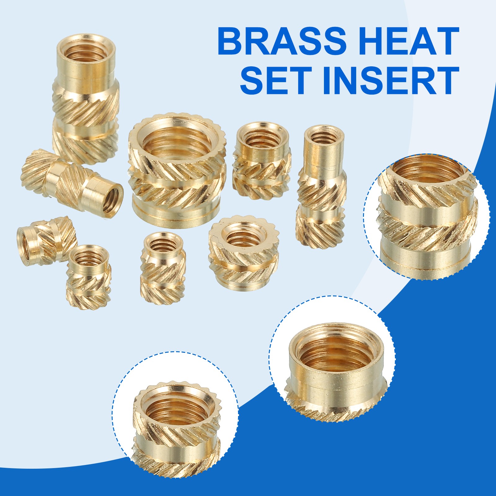 66 Pcs Threaded Inserts, M1 Brass Heat Set Insert for Plastic, M1x2x2mm