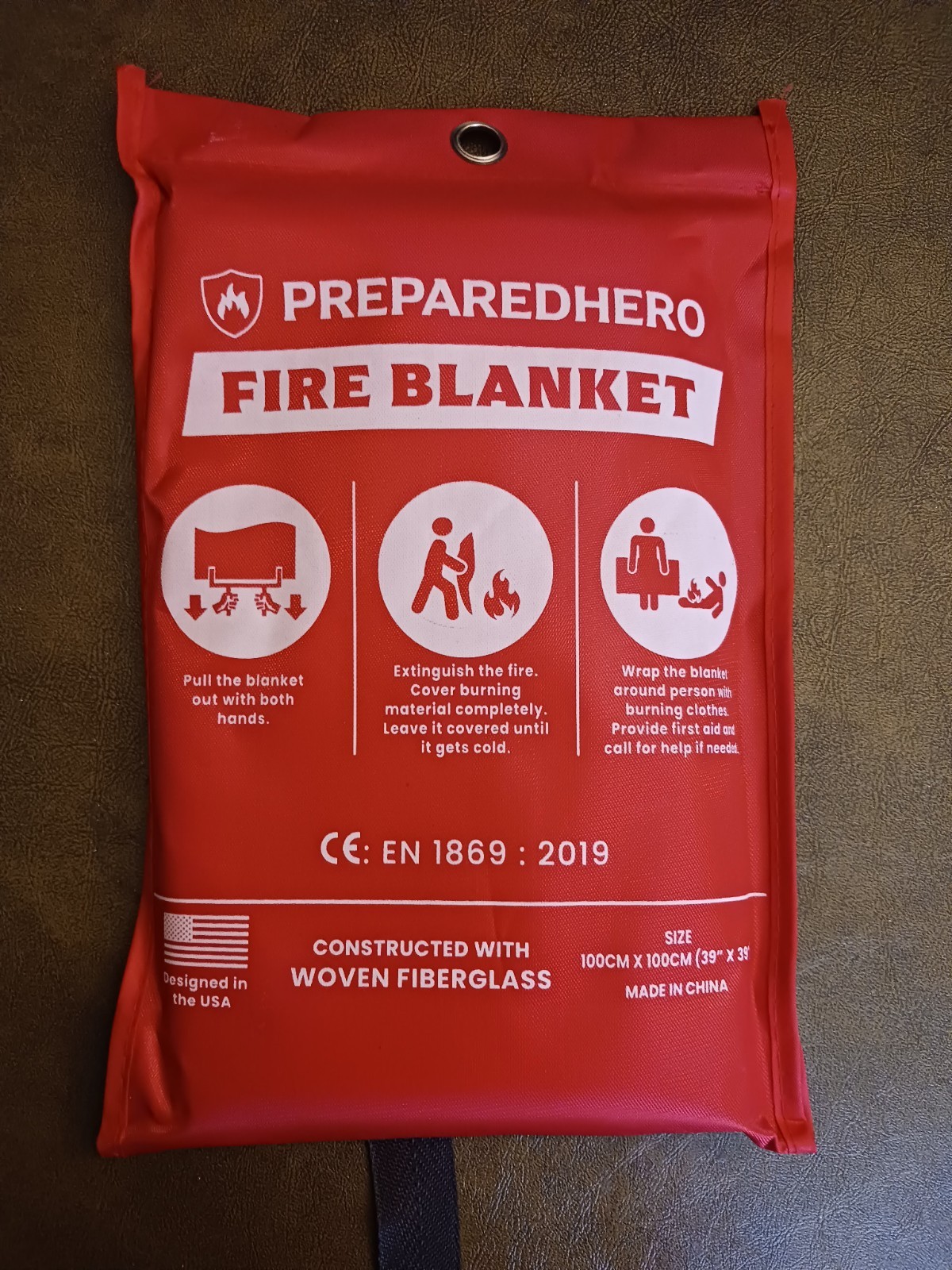 Prepared Hero Emergency Fire Blanket Suppression Fiberglass 39"x39"