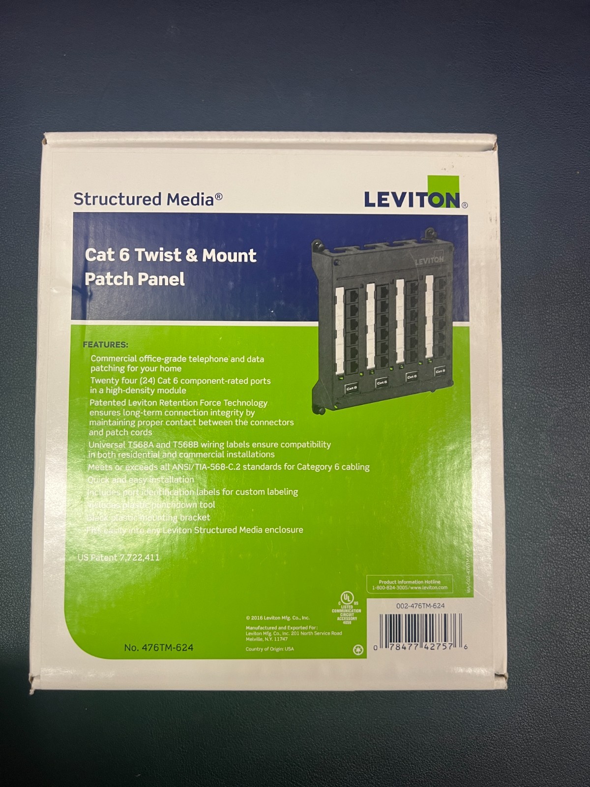 Leviton 476TM-624 Structured Media Cat 6 Twist & Mount Patch Panel
