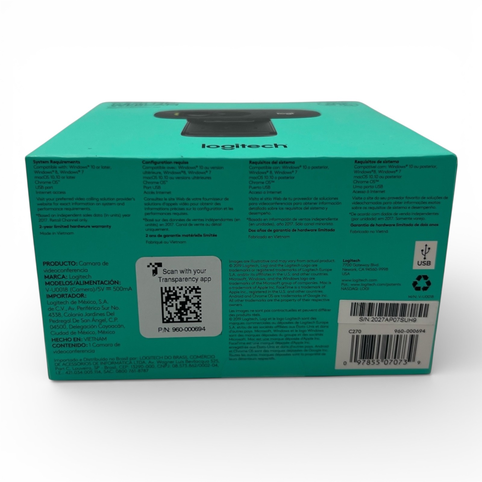 Logitech C270 Web Camera-Widescreen HD Video Calling |Noise-Reducing Mic (0739)