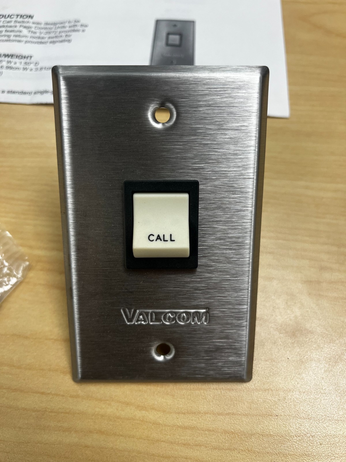 Valcom V-2972 Call Switch - Single Gang - White - Brushed Stainless Steel
