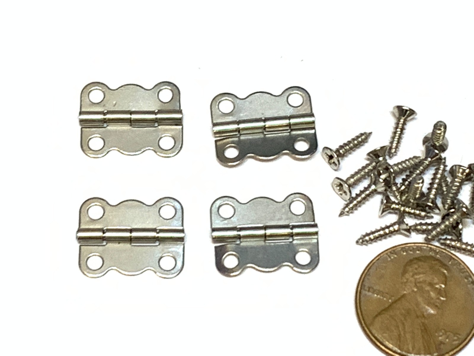 4 Pieces Silver 16 x 13 Butterfly  latch hook Hinge small mini doll wood box A15