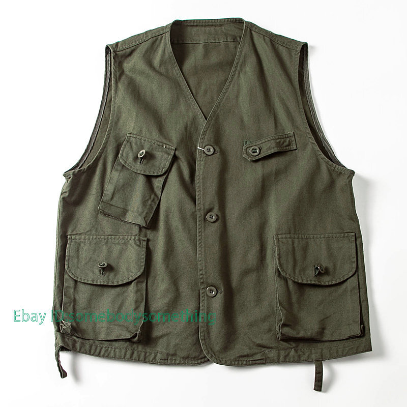 Men's Women's Retro Loose Multi-pocket Work Vest Sleeveless Jacket Waistcoat HOT