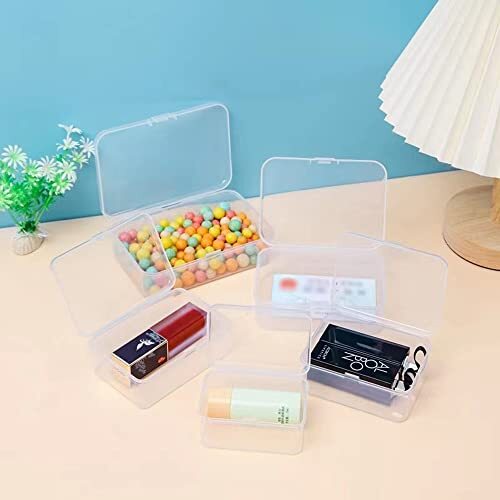 DKAOVH 4-Pack Rectangular Plastic Storage Containers Box 4.45 x 3.3 x 1.14 inch