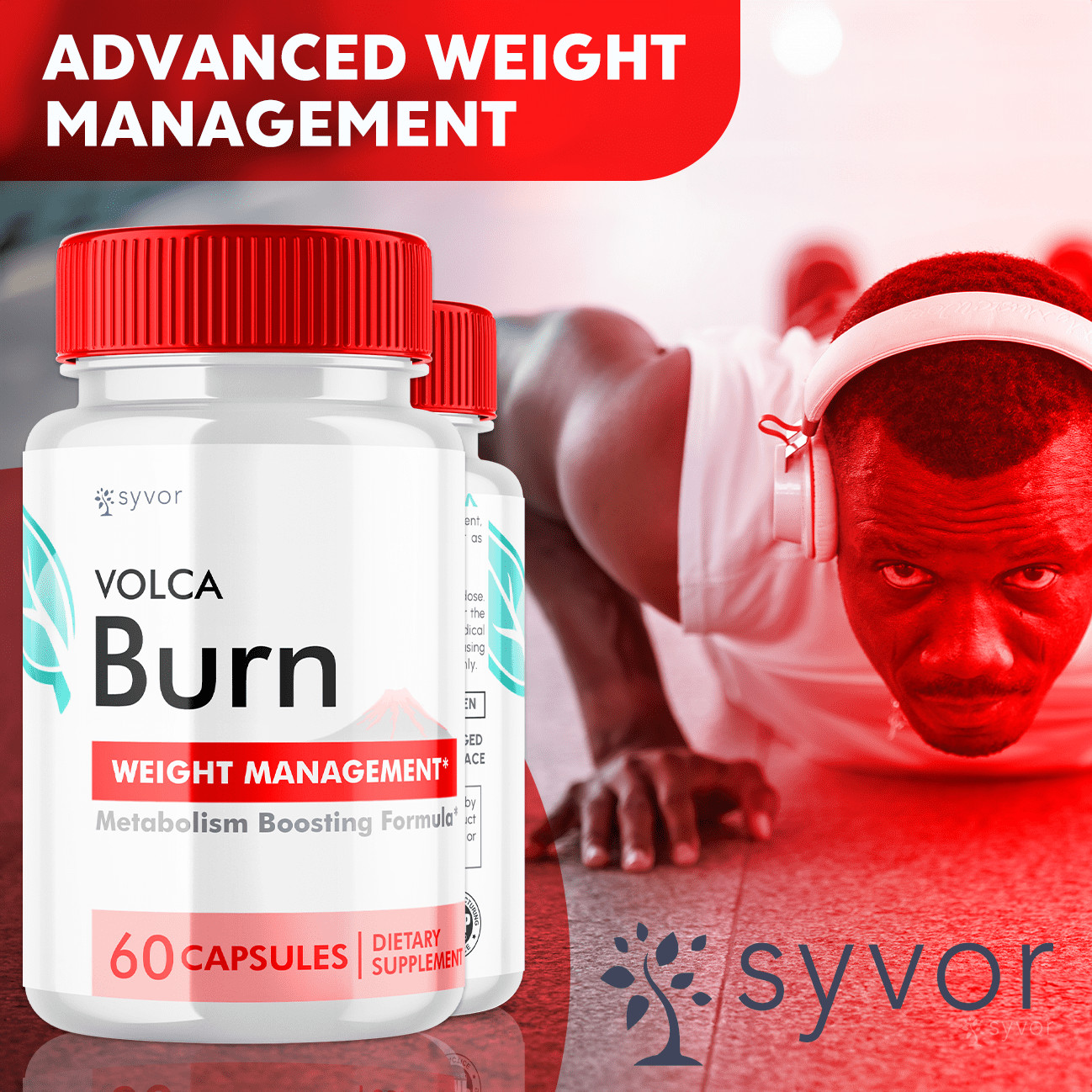 Volca Burn Advanced Formula Natural Energy & Workout Support Supplement 120 Caps