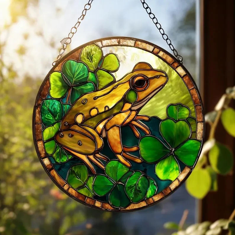 Green Mosaic Glass Suncatcher Stained Window Hanging Home Decor Gift