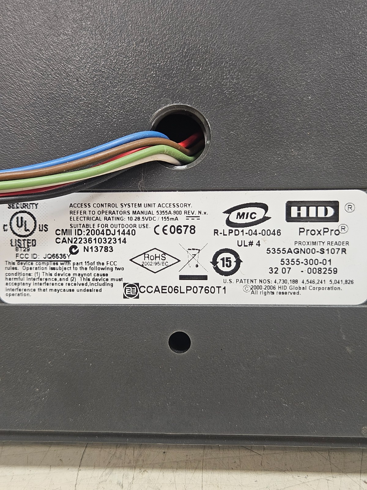 HID Prox ProxPro Wall Switch Reader P/N: 5355AGN00-S107R