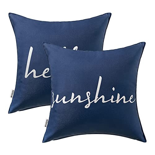 Outdoor Waterproof Throw Pillow Covers Set of 2 Hello Sunshine Decorative