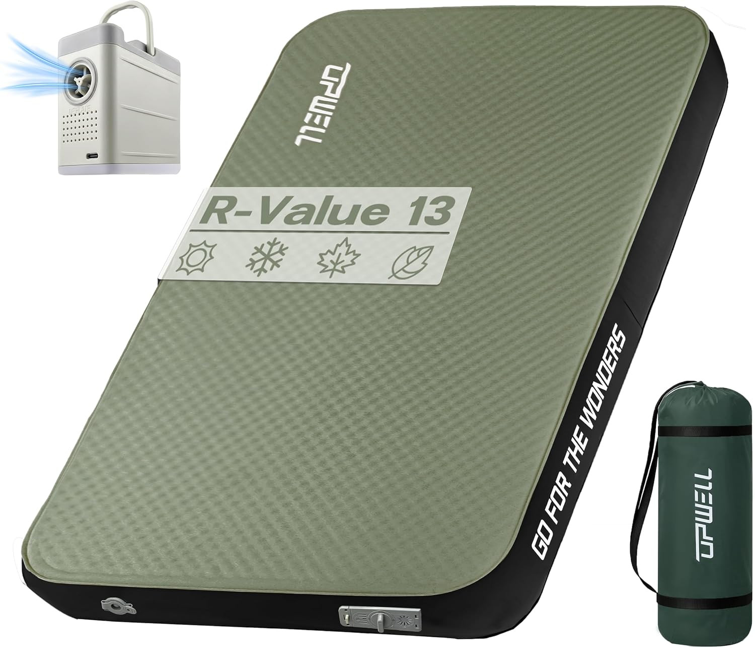 Self Inflating Sleeping Pad 4.5" Thickness Camping Mattress with Solid Foam Doub