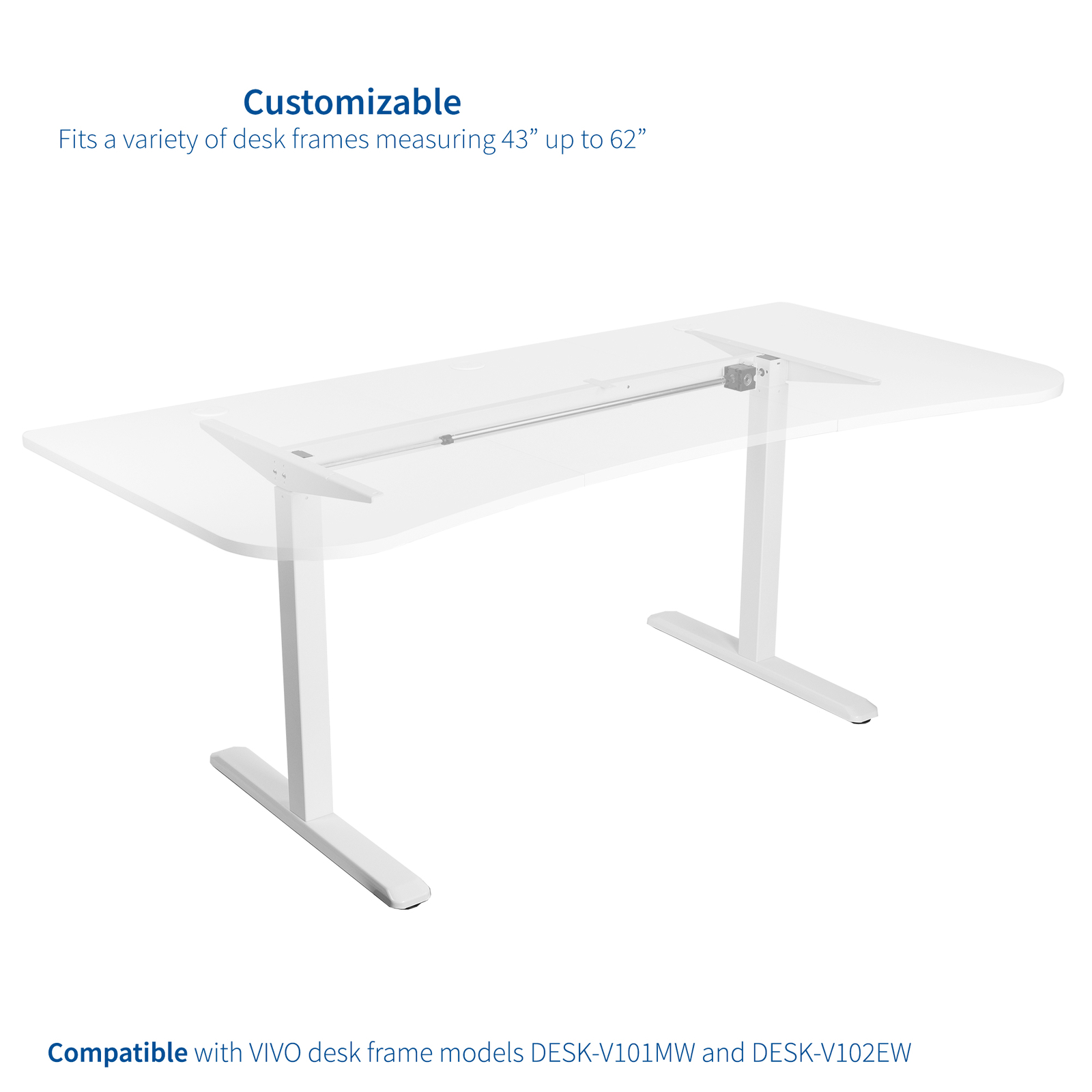 VIVO White 63" x 32" Table Top for Adjustable Standing Desk Frames